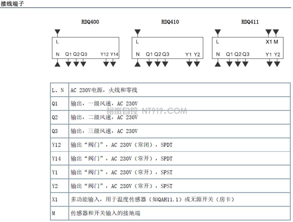 西门子空调温控器RDQ400,RDQ410,RDQ411(图4) RDQ400-接线端子.jpg